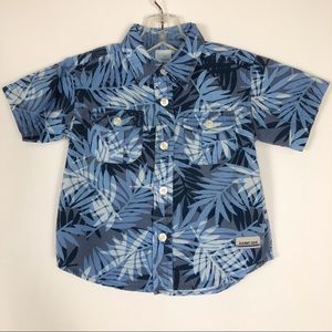 Old Navy blue palm button down short sleeve tee